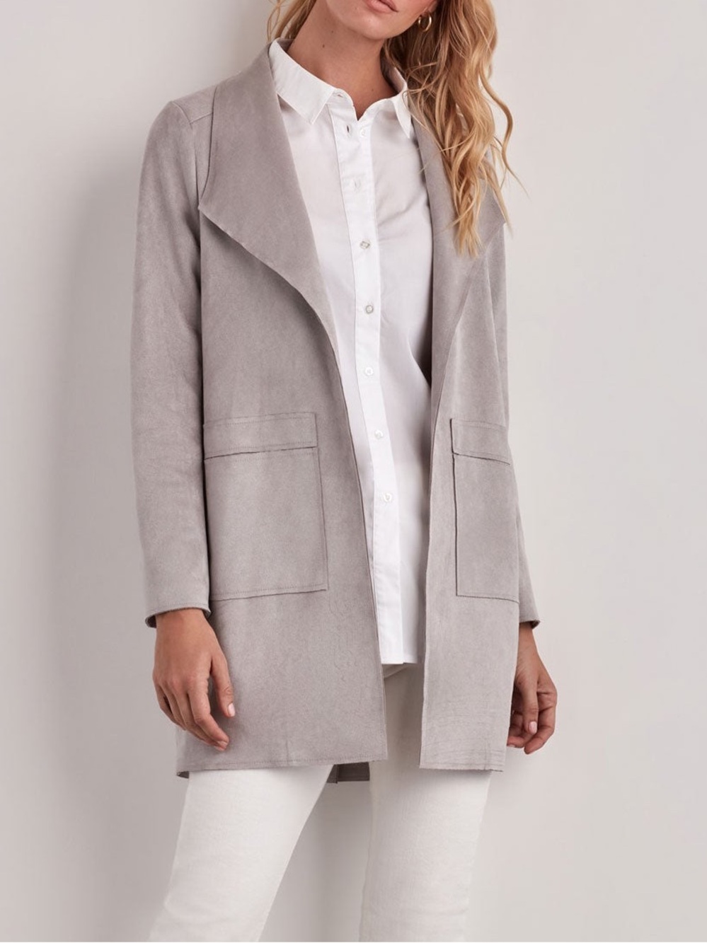 Suzy Shier Faux Suede Grey Blazer